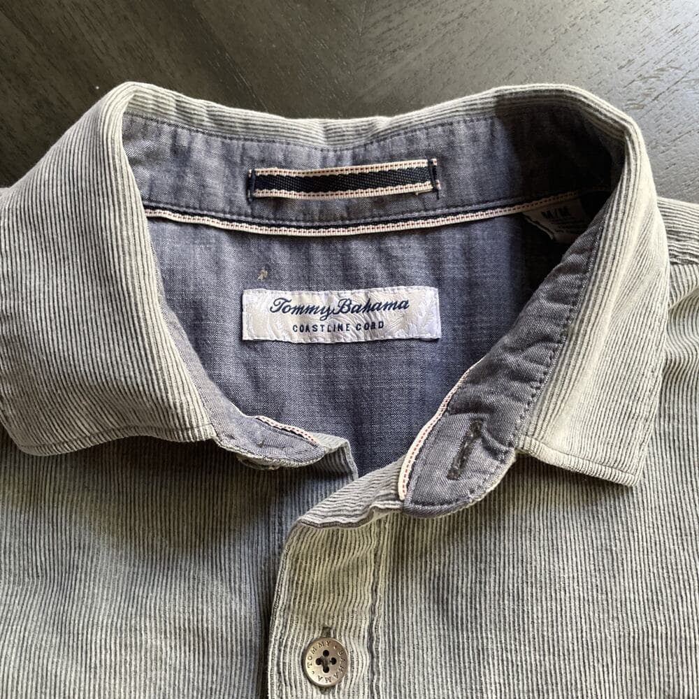Tommy Bahama Coastline Cord Shirt Mens M Green Corduroy Button Down - Thumbnail 3