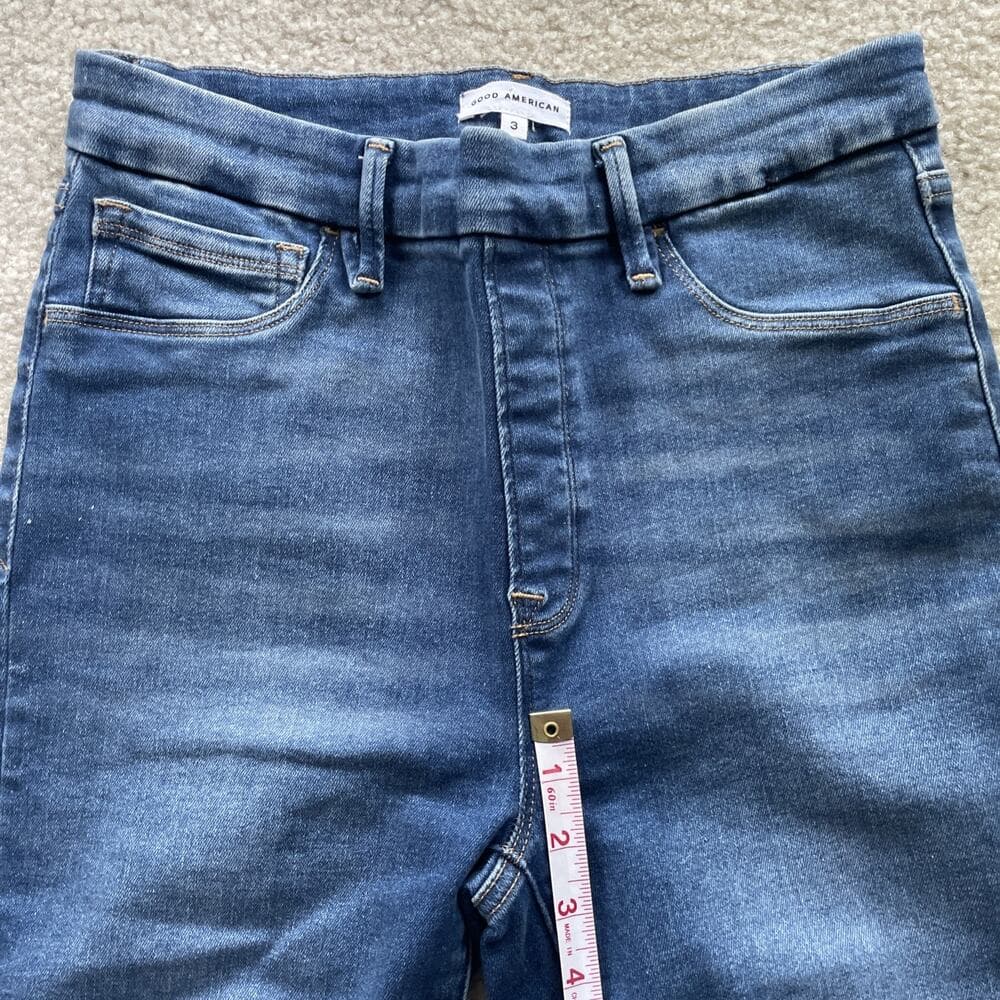 Good American Straight Leg Blue Jeans Womens Size 3 Preowned Excellent - Thumbnail 7