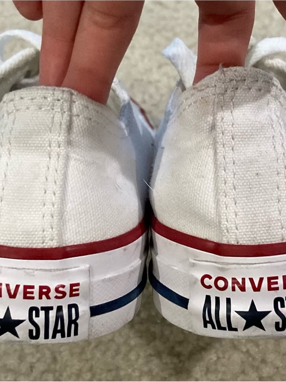 Converse White Canvas Low Top Sneakers with Red Trim Women 6.5 Men 4.5 Preowned - Thumbnail 3