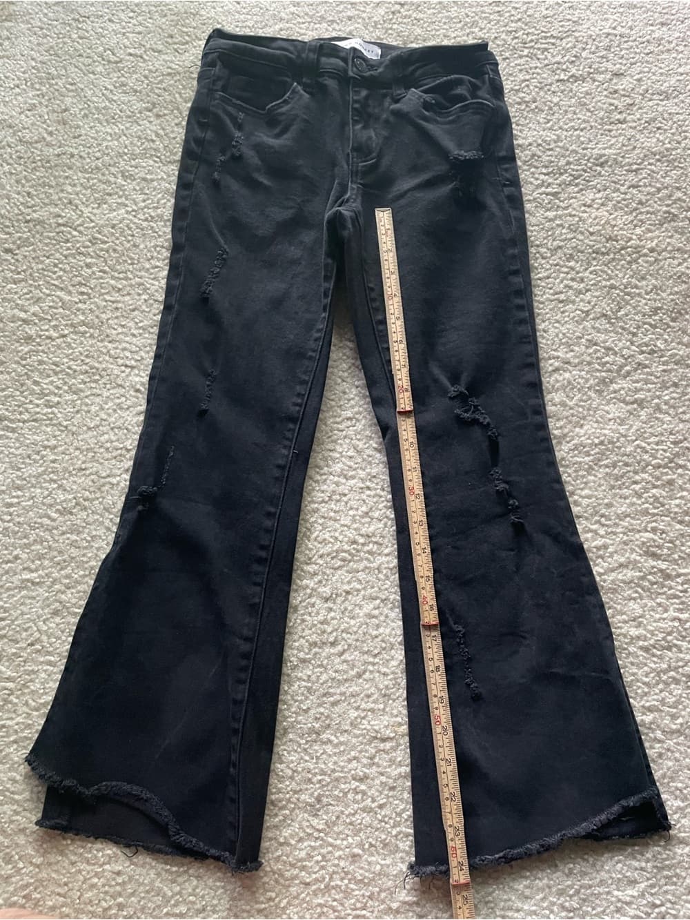 Flying Monkey Black Distressed Ripped Flare Slit Leg Jeans Women’s 24 - Thumbnail 4