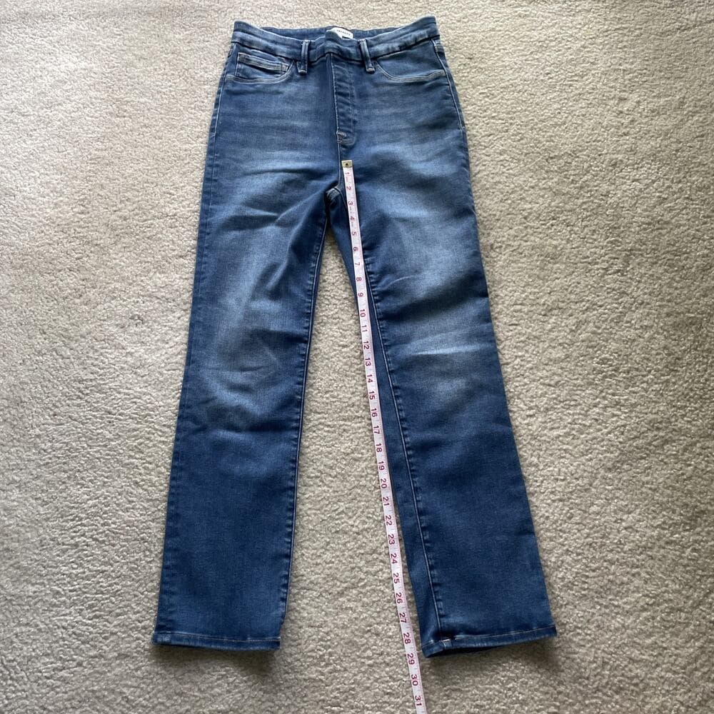 Good American Straight Leg Blue Jeans Womens Size 3 Preowned Excellent - Thumbnail 2