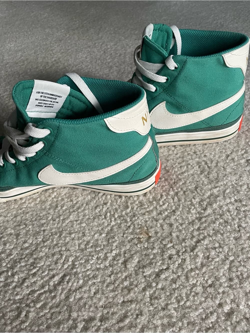 Nike Teal High-Top Sneakers with White Laces Men’s Size 8 50th Anniversary - Thumbnail 3
