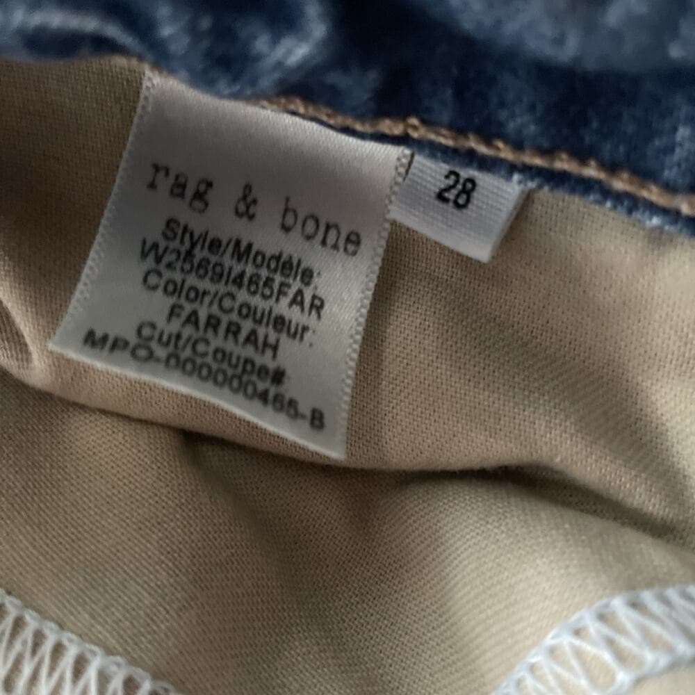 Rag And Bone Farrah Rough Hem Blue Jeans Womens Size 28 - Thumbnail 2