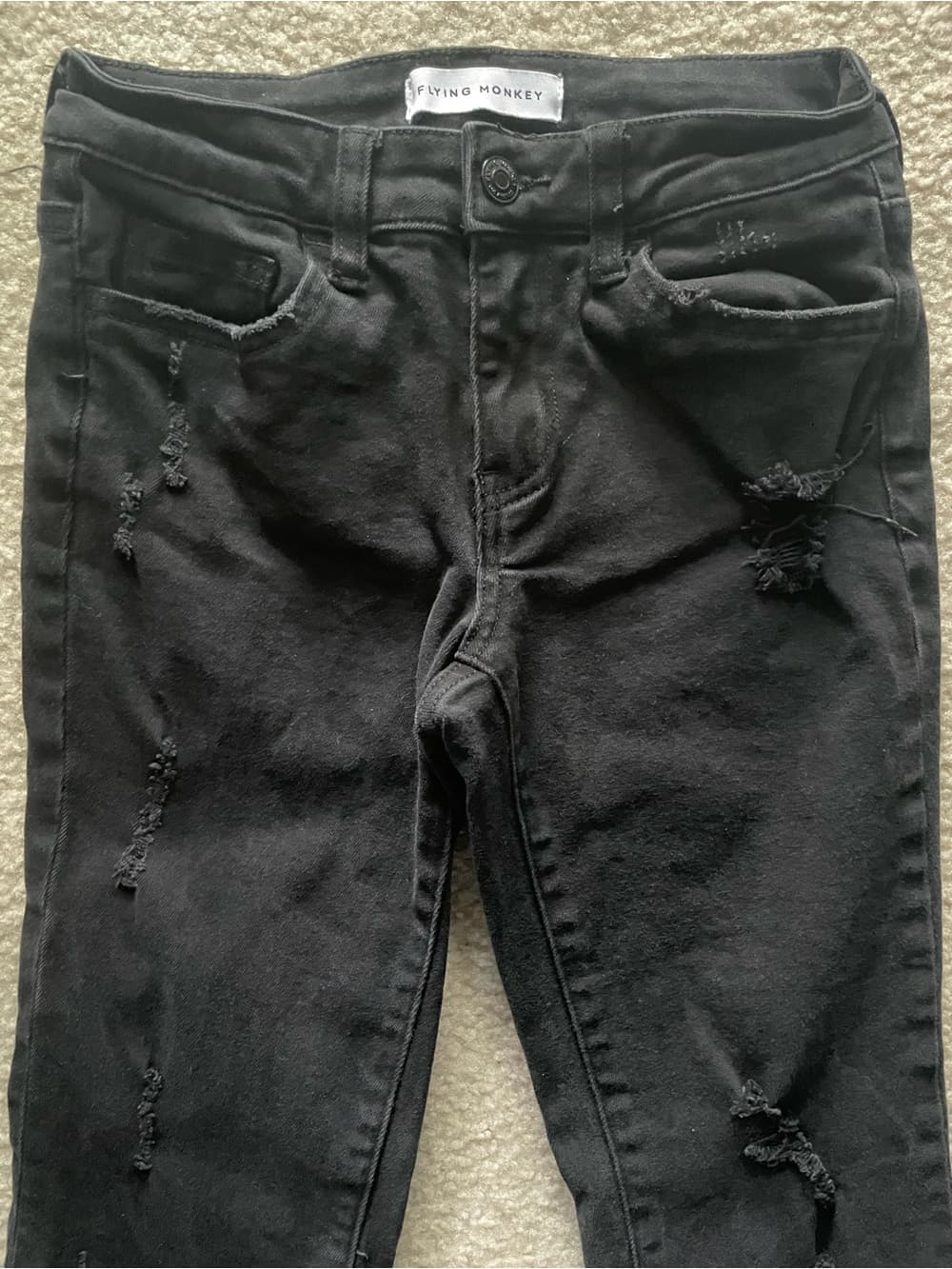 Flying Monkey Black Distressed Ripped Flare Slit Leg Jeans Women’s 24 - Thumbnail 11