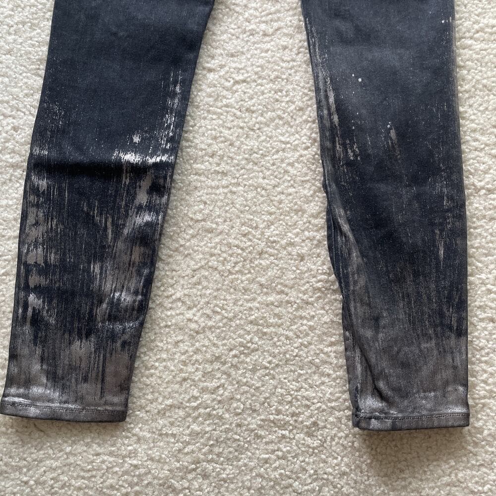 Fidelity Denim Sola Mid Rise Ankle Crop Black Jeans Silver Womens 26 - Thumbnail 8