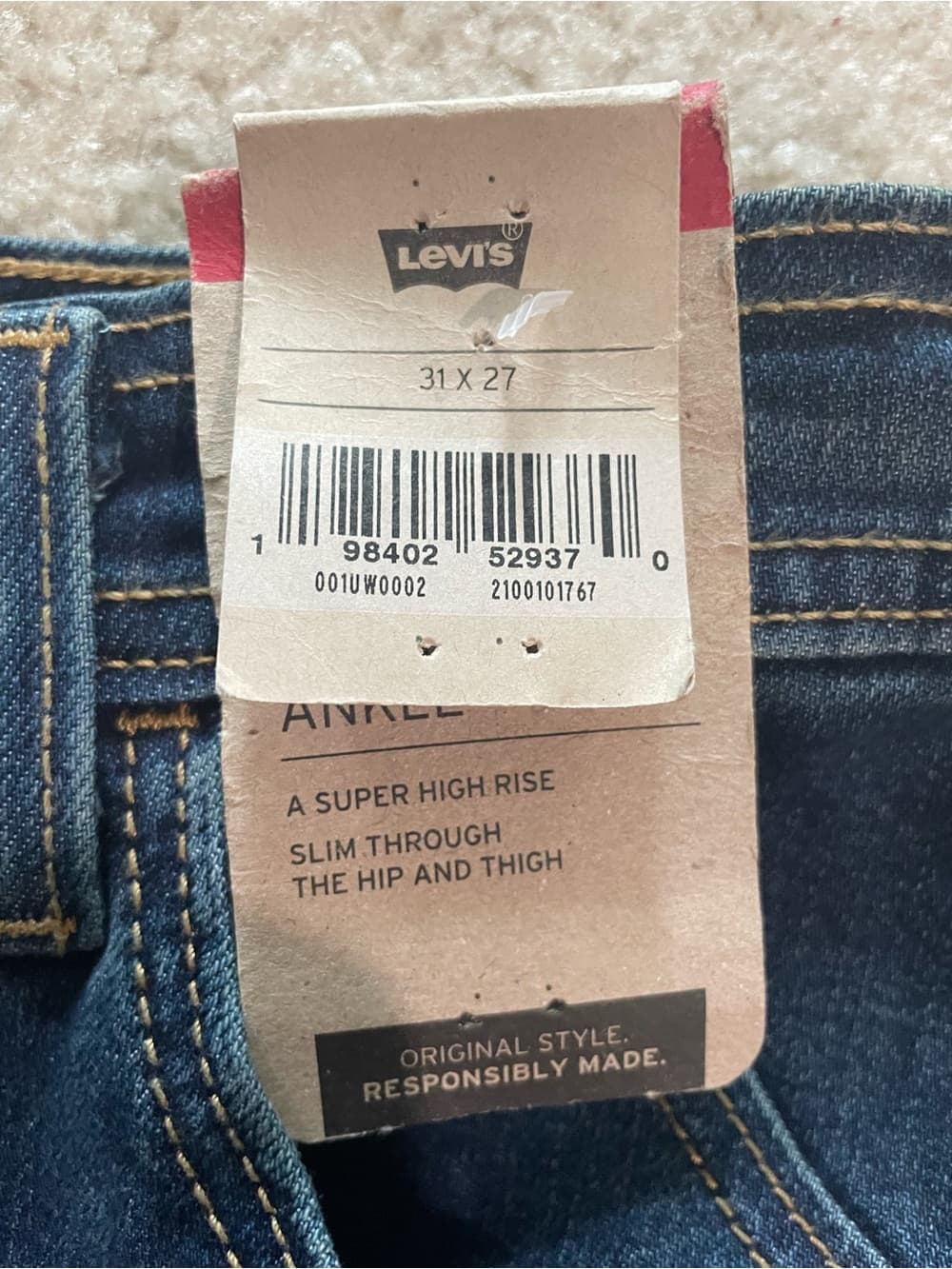 Levi's Women's Ribcage Straight Ankle Dark Blue Jeans Size 31 (x27) - Thumbnail 4