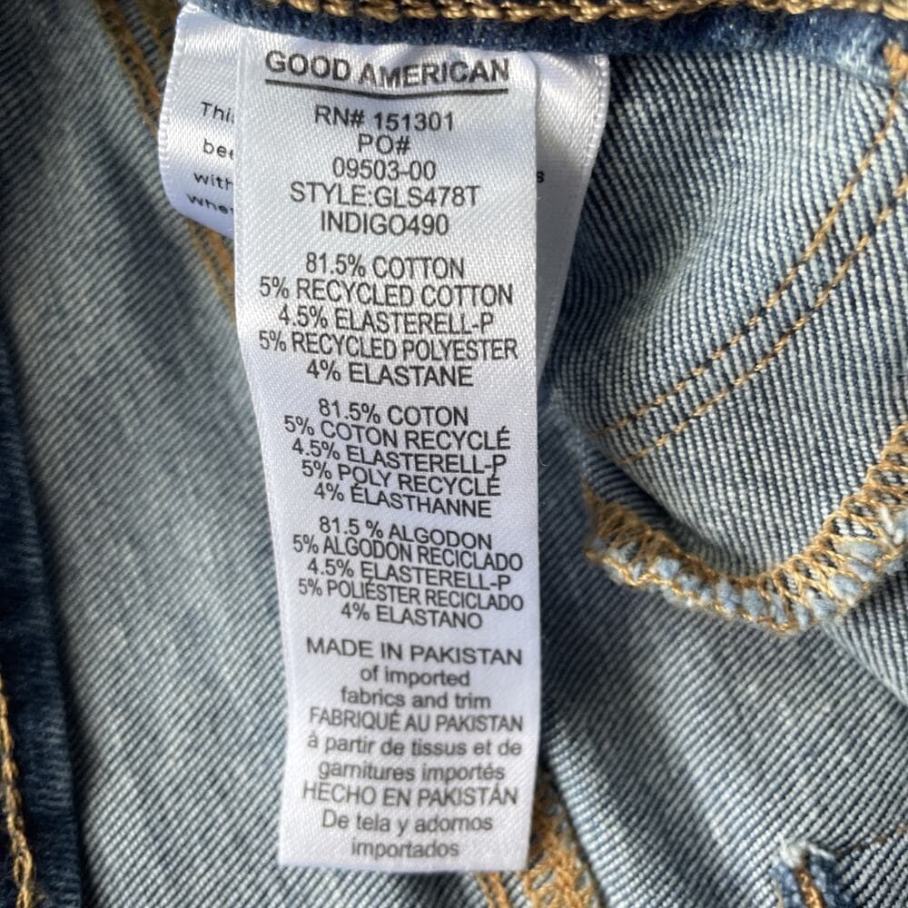 Good American Straight Leg Blue Jeans Womens Size 3 Preowned Excellent - Thumbnail 4