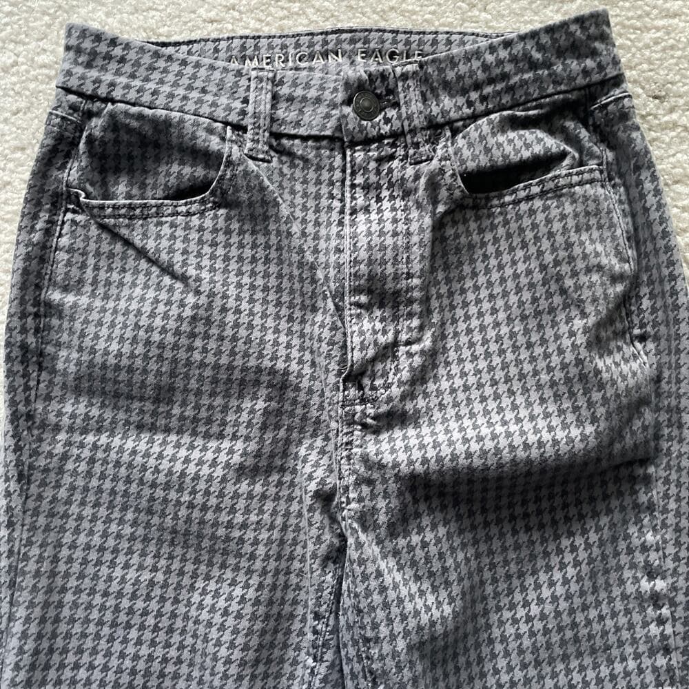 American Eagle Curvy Super High Rise Jegging Checkered Gray Black Size 2 - Thumbnail 9