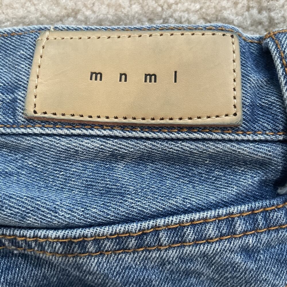 MNML 100% Cotton Blue Jeans w Fleur-de-lis Embroidery Womens Size 29 Rough Hem - Thumbnail 10