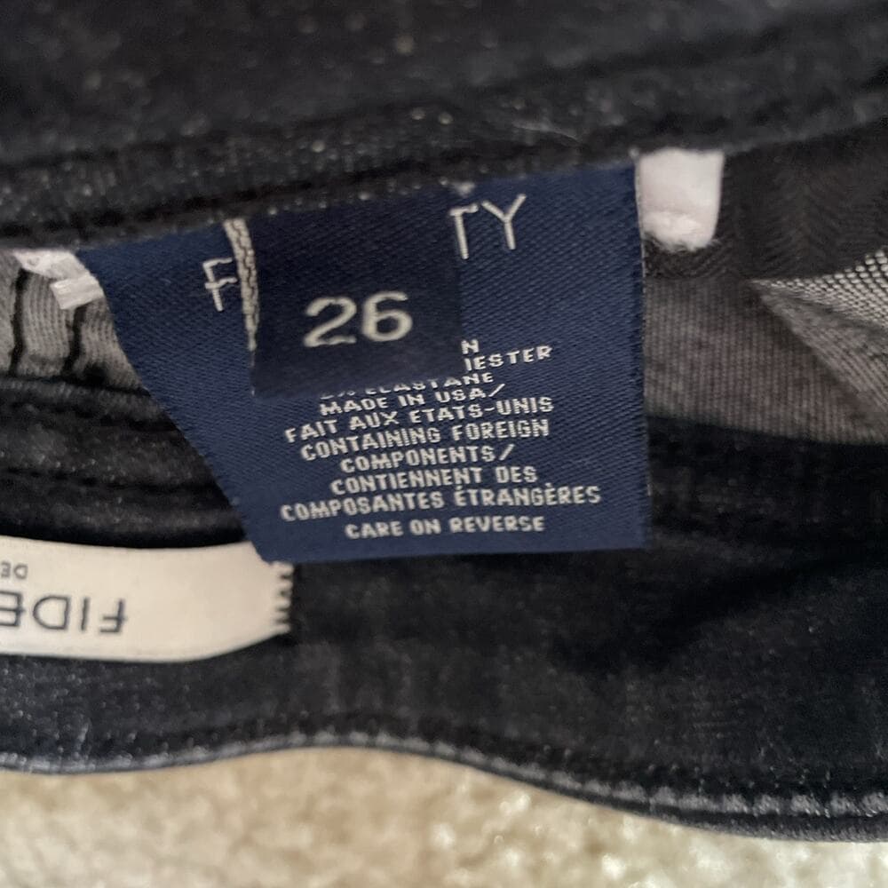 Fidelity Denim Sola Mid Rise Ankle Crop Black Jeans Silver Womens 26 - Thumbnail 6