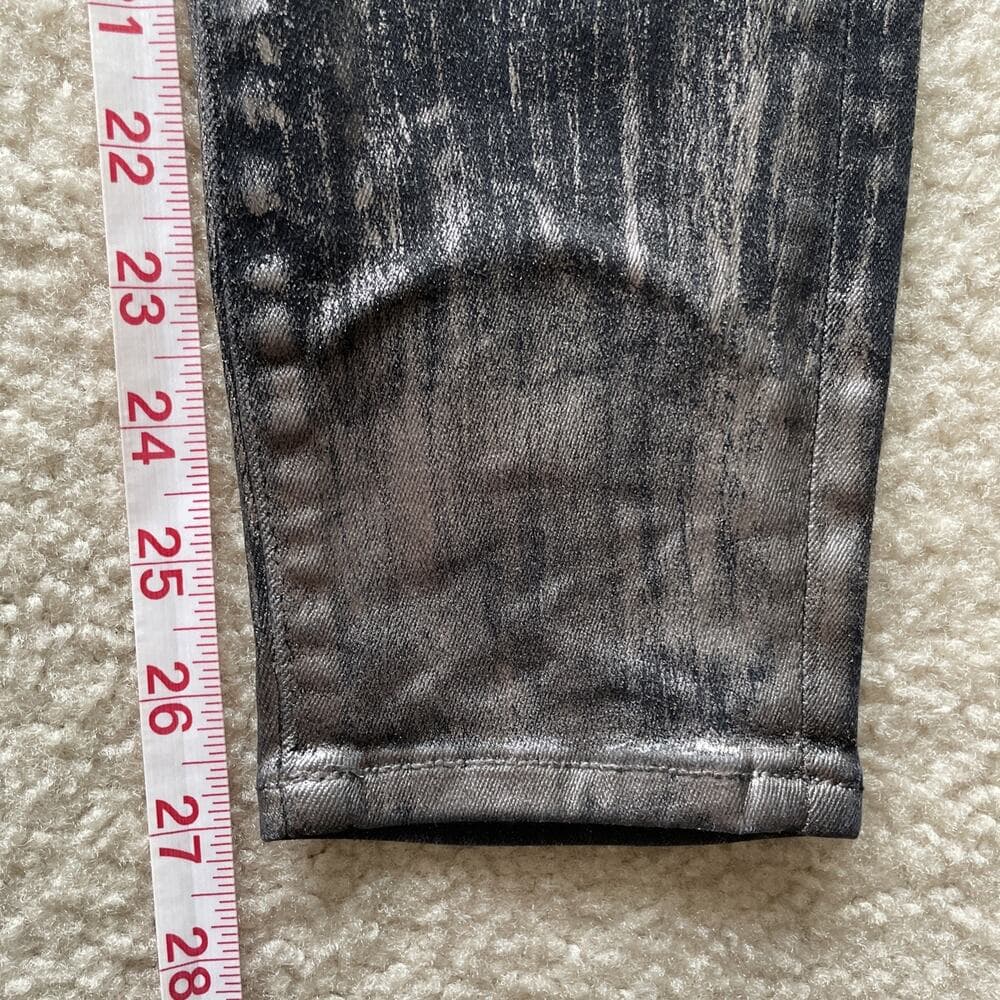 Fidelity Denim Sola Mid Rise Ankle Crop Black Jeans Silver Womens 26 - Thumbnail 4