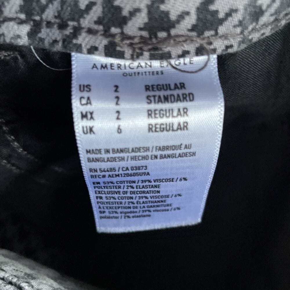 American Eagle Curvy Super High Rise Jegging Checkered Gray Black Size 2 - Thumbnail 3
