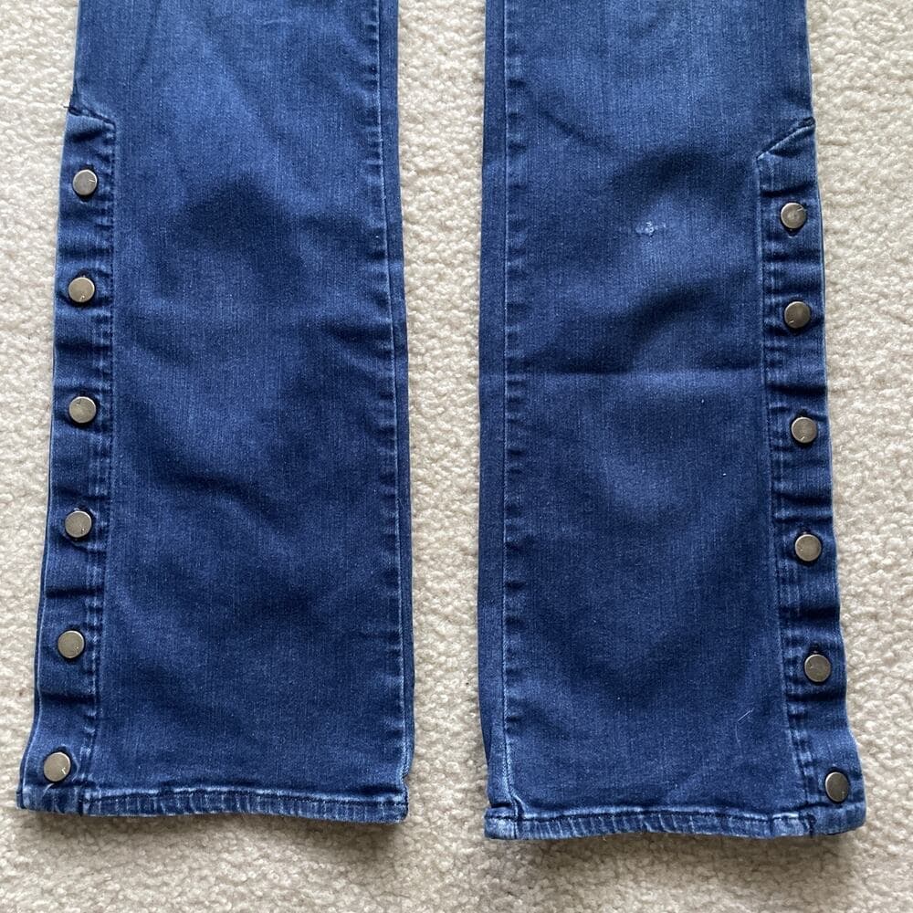 J Brand Midrise Flared Button Detail Hem Charlene Delight Blue Jeans Women Sz 31 - Thumbnail 4