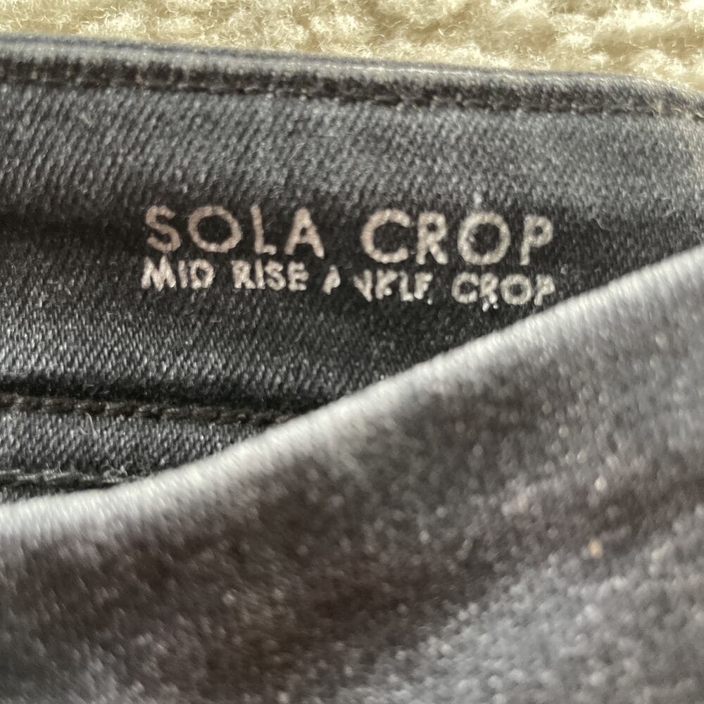 Fidelity Denim Sola Mid Rise Ankle Crop Black Jeans Silver Womens 26 - Thumbnail 2