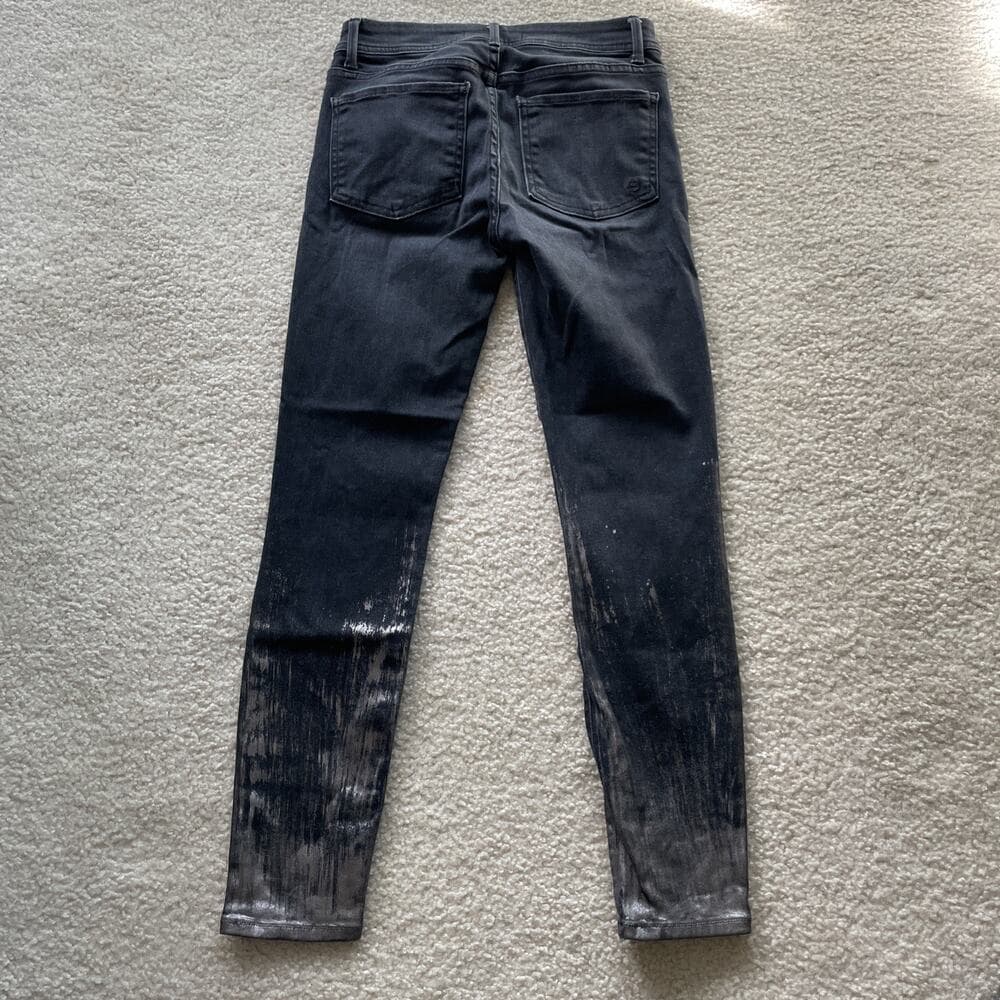 Fidelity Denim Sola Mid Rise Ankle Crop Black Jeans Silver Womens 26 - Thumbnail 7