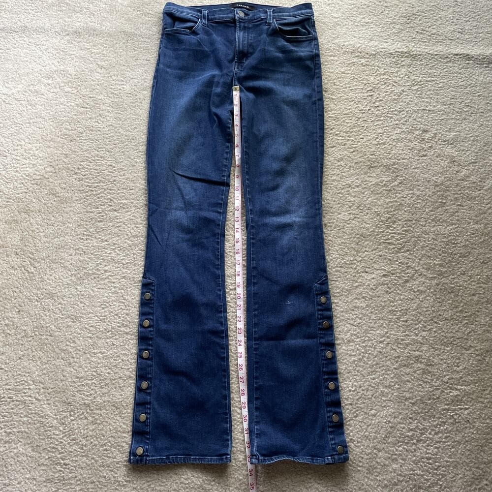 J Brand Midrise Flared Button Detail Hem Charlene Delight Blue Jeans Women Sz 31 - Thumbnail 5