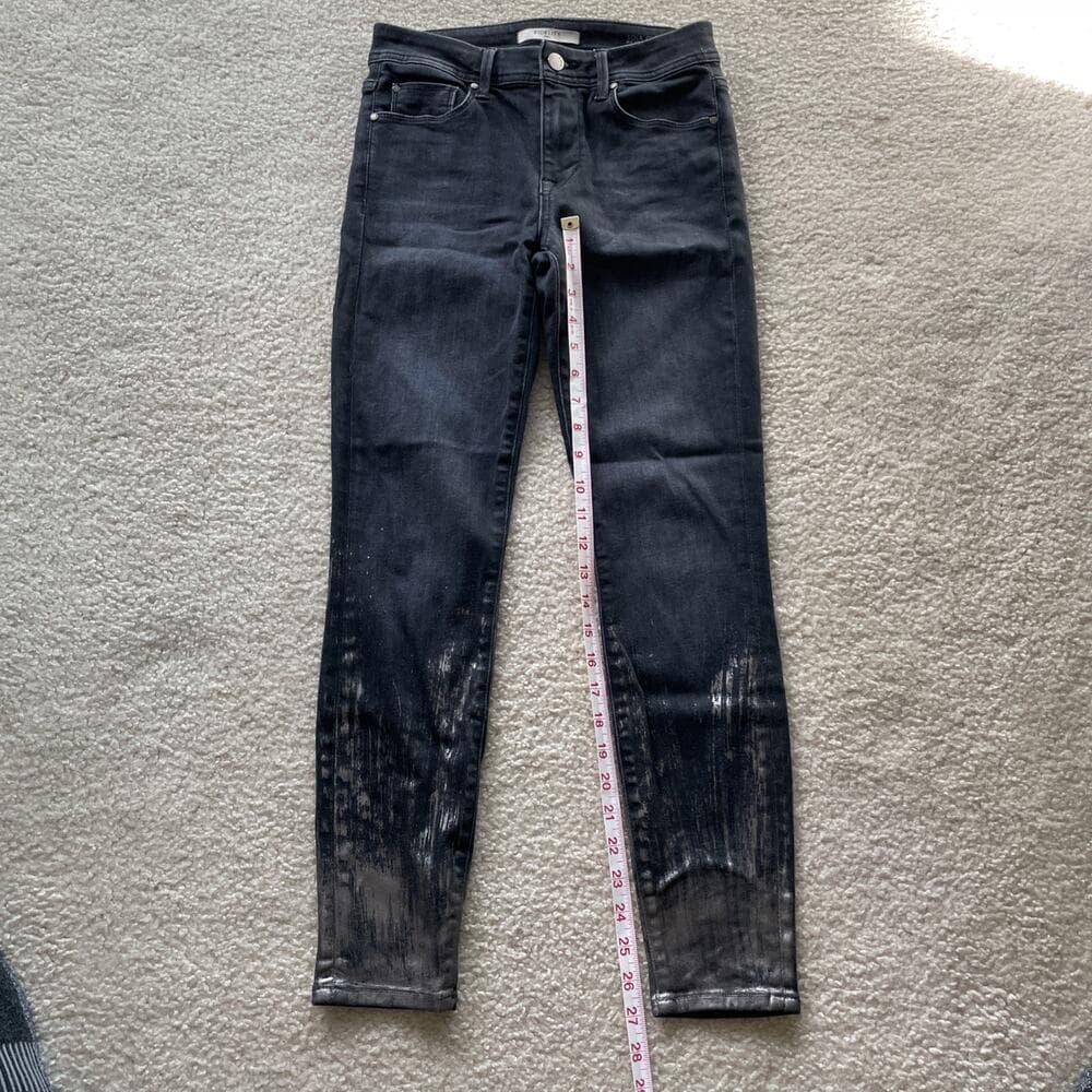 Fidelity Denim Sola Mid Rise Ankle Crop Black Jeans Silver Womens 26 - Thumbnail 3
