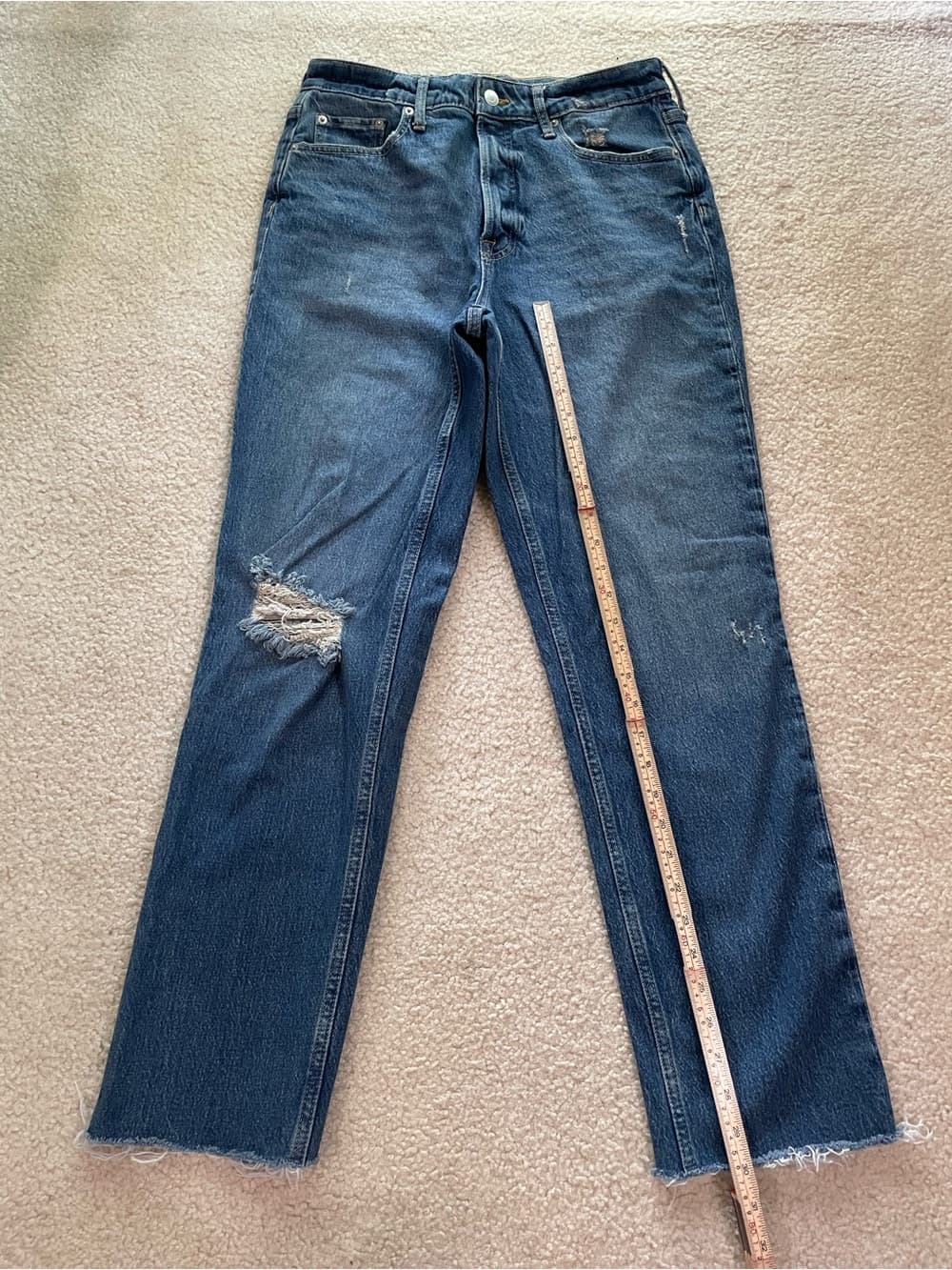 Free Assembly Super High-Rise Straight Distressed Women's Blue Jeans Size 10 - Thumbnail 2