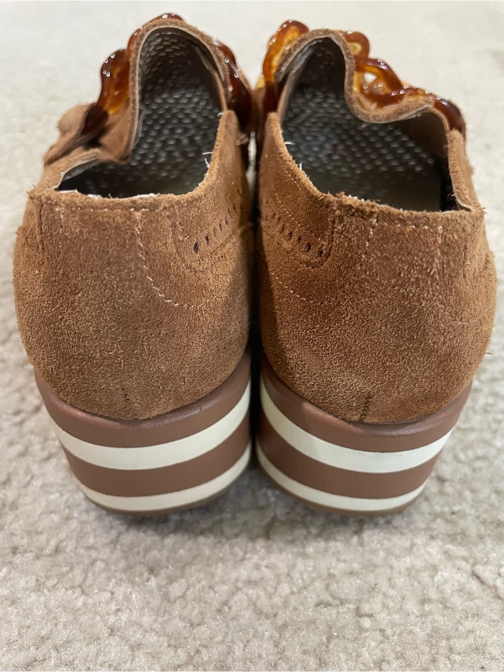 Dolce Vita Tan Suede Platform Slip-On Loafers with Amber Chain - Thumbnail 3