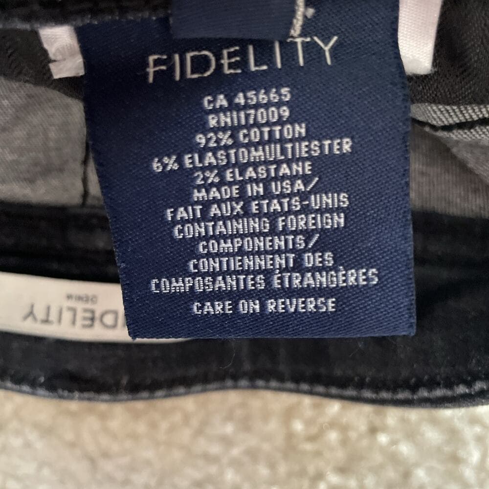 Fidelity Denim Sola Mid Rise Ankle Crop Black Jeans Silver Womens 26 - Thumbnail 5