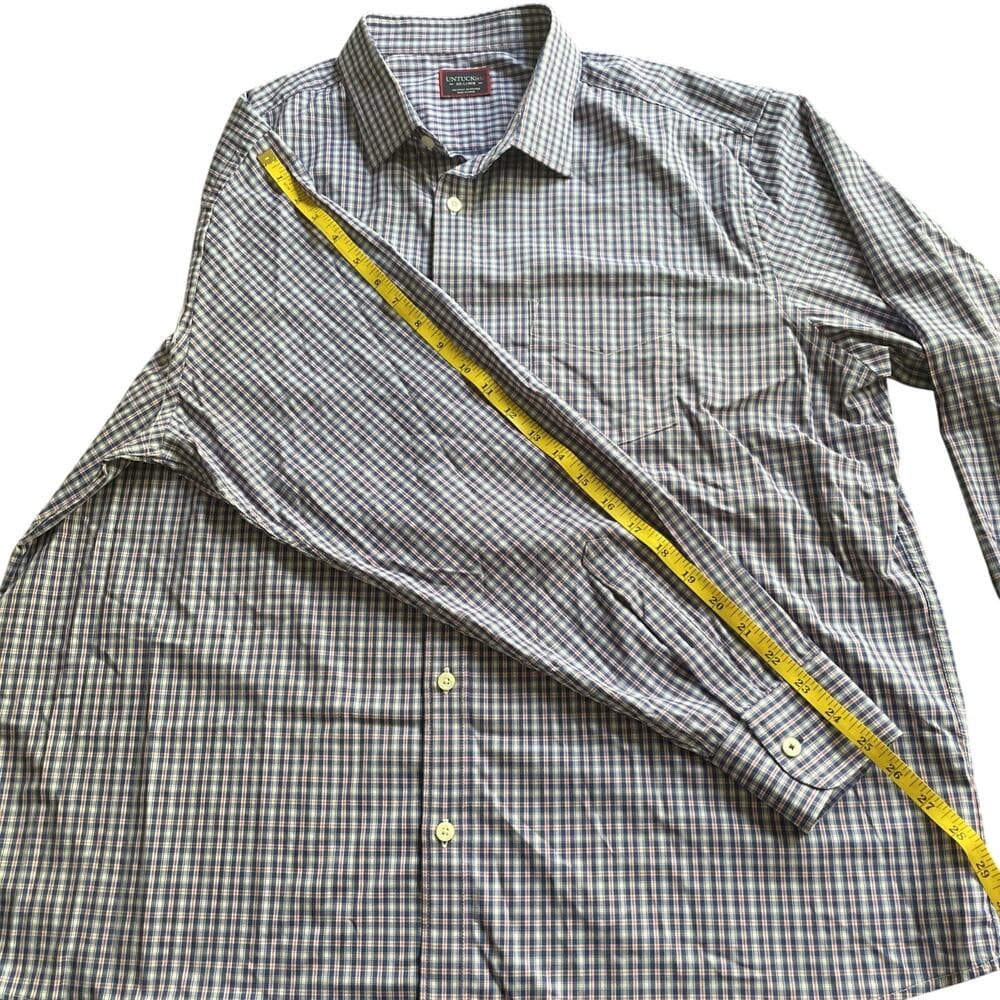 UNTUCKit Men’s XXL Plaid Button Down Shirt Long Sleeve Stretch Nylon Blue Pink - Thumbnail 7