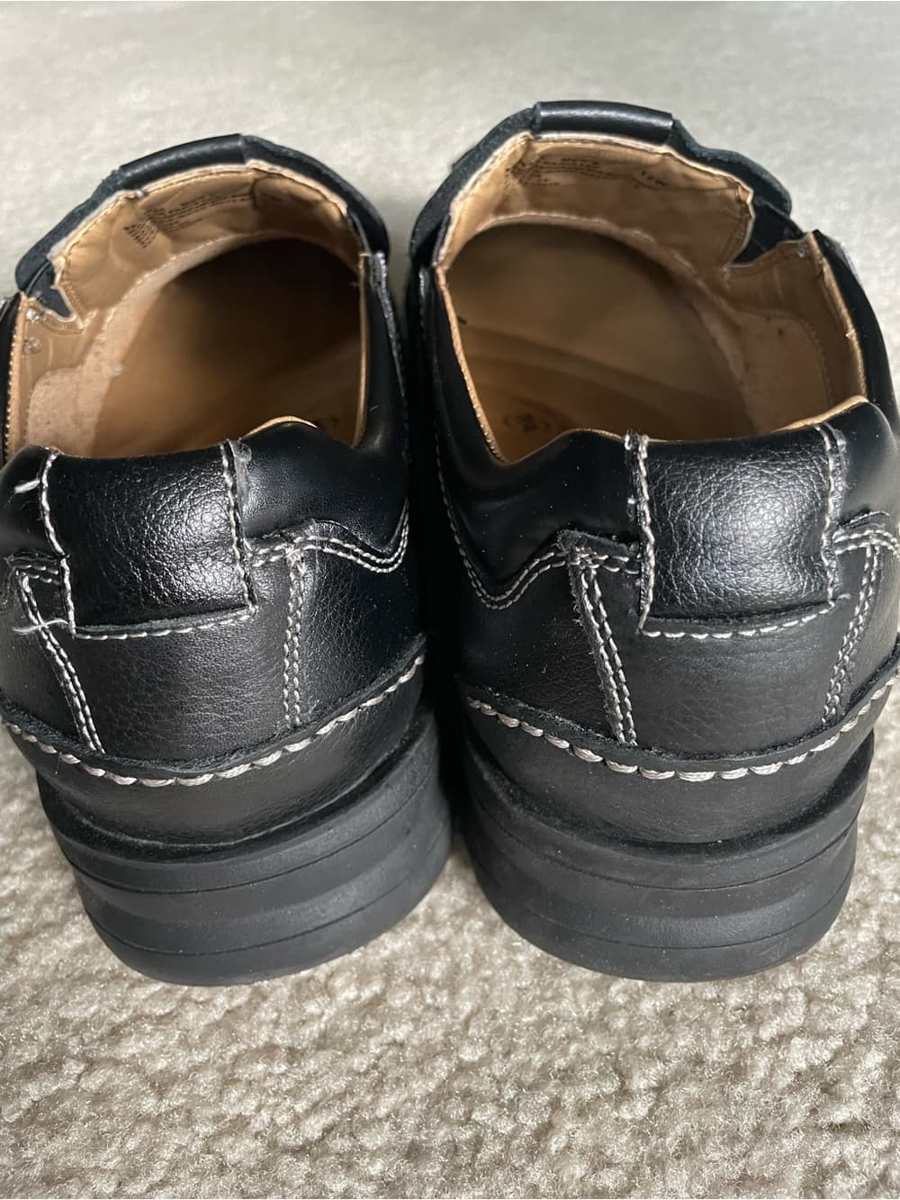 Dockers Black Slip-On Leather Loafers with Contrast Stitching Mens Size 12 W - Thumbnail 2
