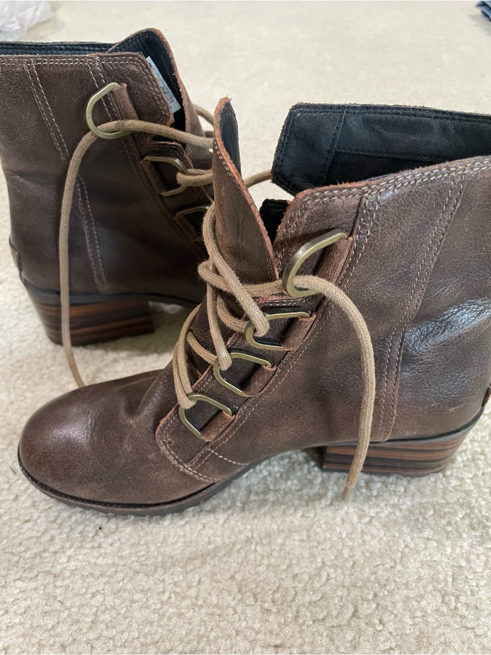 Sorel Women's Brown Leather Combat Boots - Very Good Condition Size 9 - Thumbnail 7