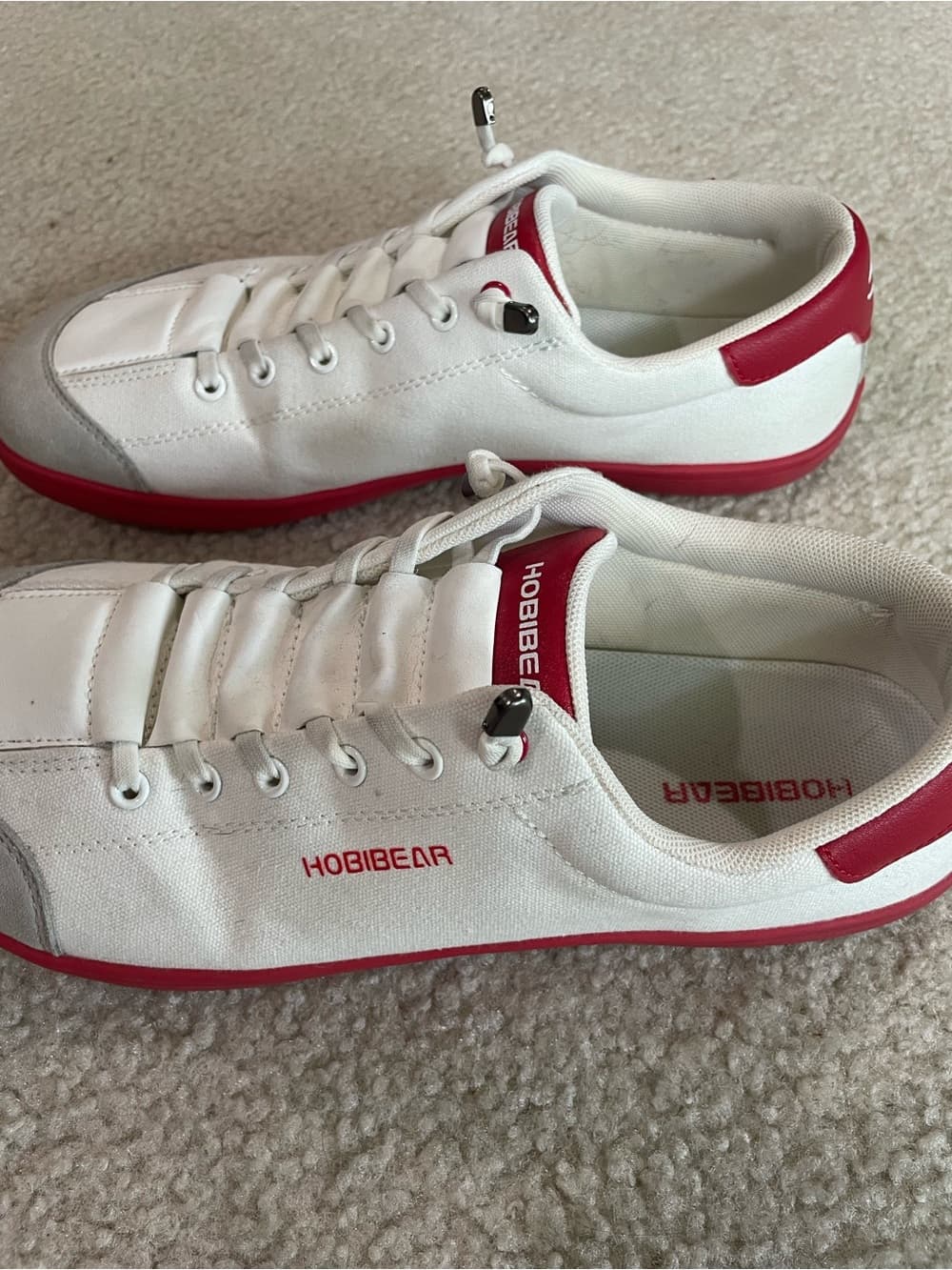 HOBIBEAR Women’s White and Red Casual Lace-Up Sneakers Size 42 - Thumbnail 3