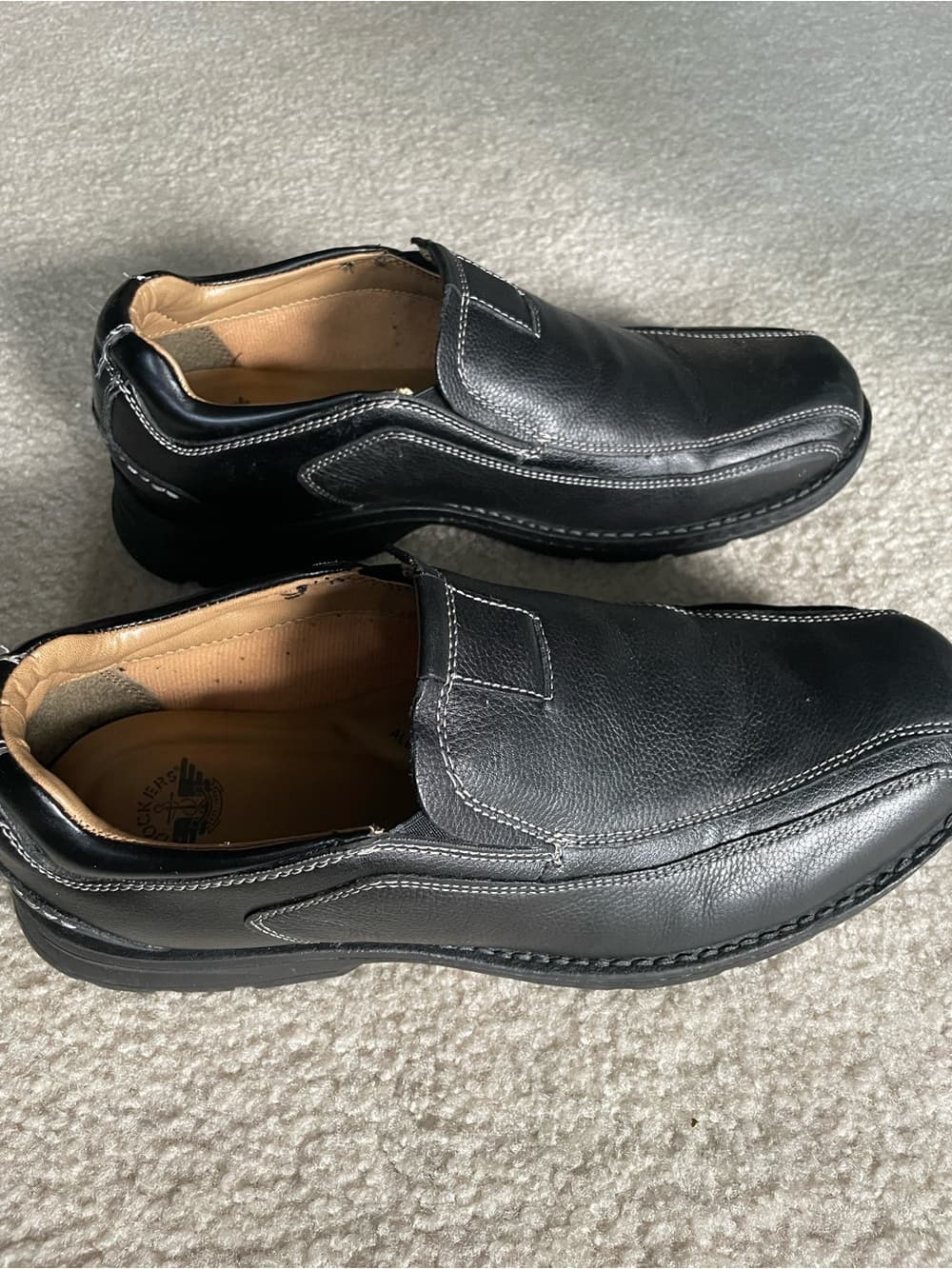 Dockers Black Slip-On Leather Loafers with Contrast Stitching Mens Size 12 W - Thumbnail 4