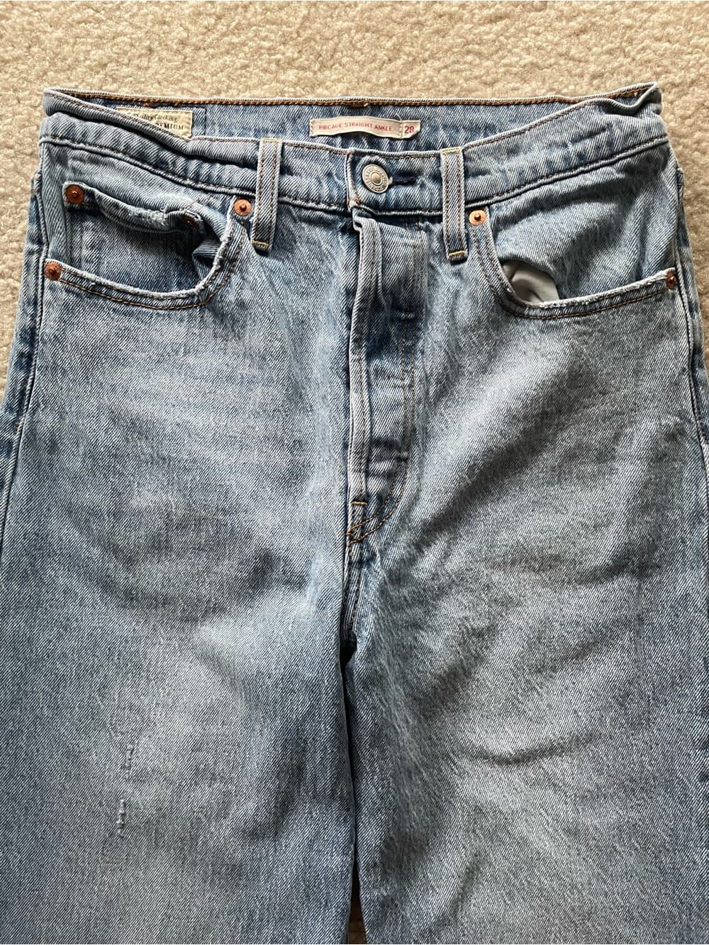 Levi's Ribcage Straight Ankle Light Wash Women's Jeans Size 28 - Thumbnail 12
