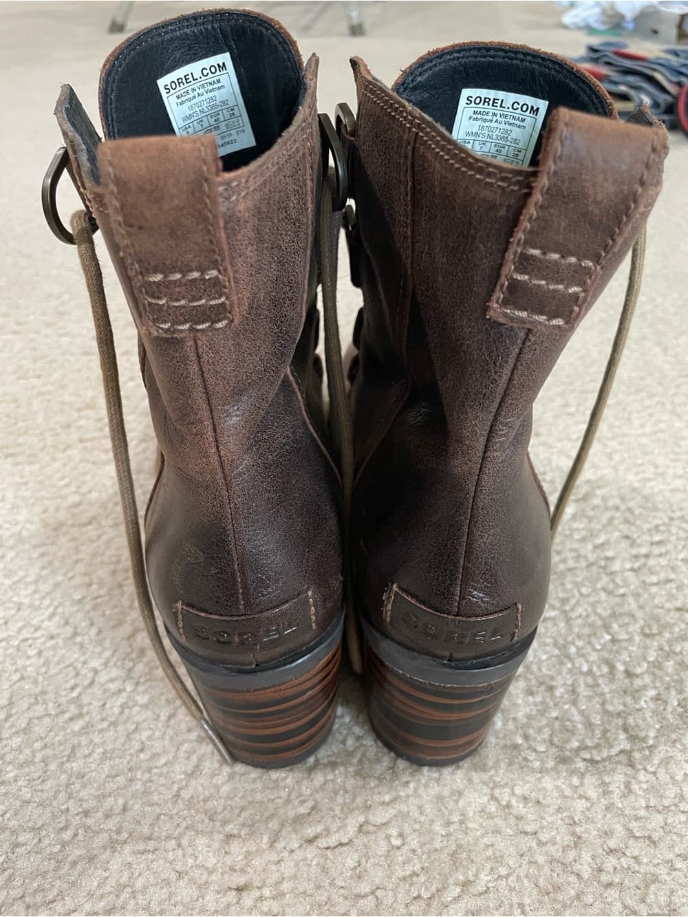 Sorel Women's Brown Leather Combat Boots - Very Good Condition Size 9 - Thumbnail 3