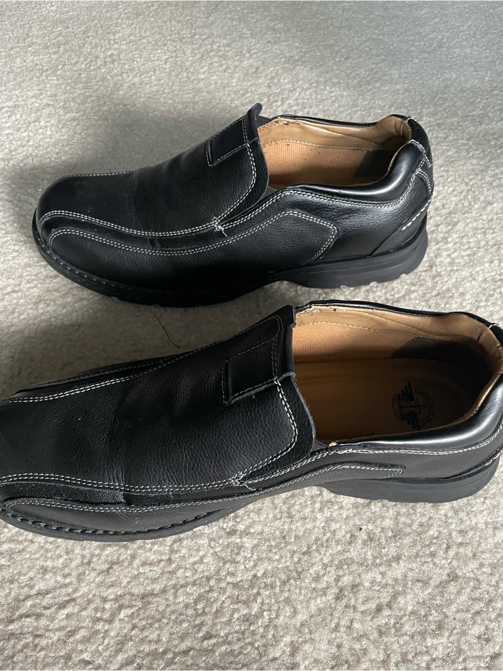 Dockers Black Slip-On Leather Loafers with Contrast Stitching Mens Size 12 W - Thumbnail 5