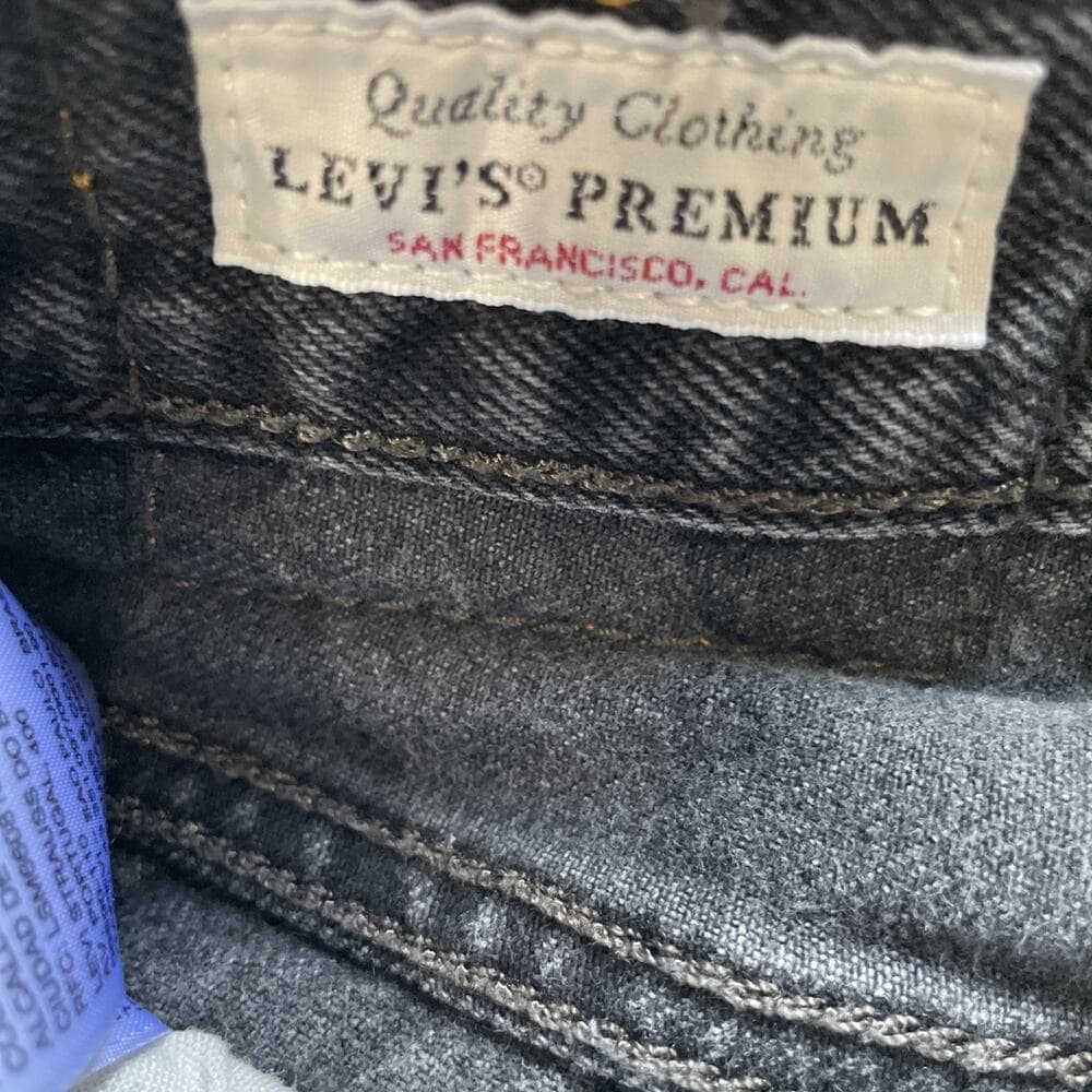 Levis 501 S Womens 24x28 Black Denim Skinny BIG E Button Fly Jeans Distressed - Thumbnail 4