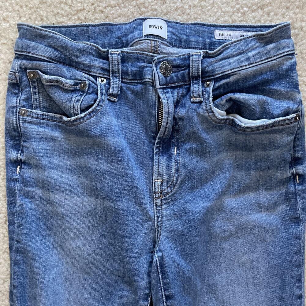 Edwin Bree Crop Slim Straight Womens Blue Jeans Size 25 Preowned - Thumbnail 9
