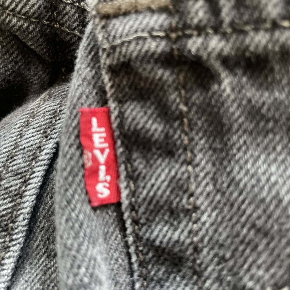 Levis 501 S Womens 24x28 Black Denim Skinny BIG E Button Fly Jeans Distressed - Thumbnail 11