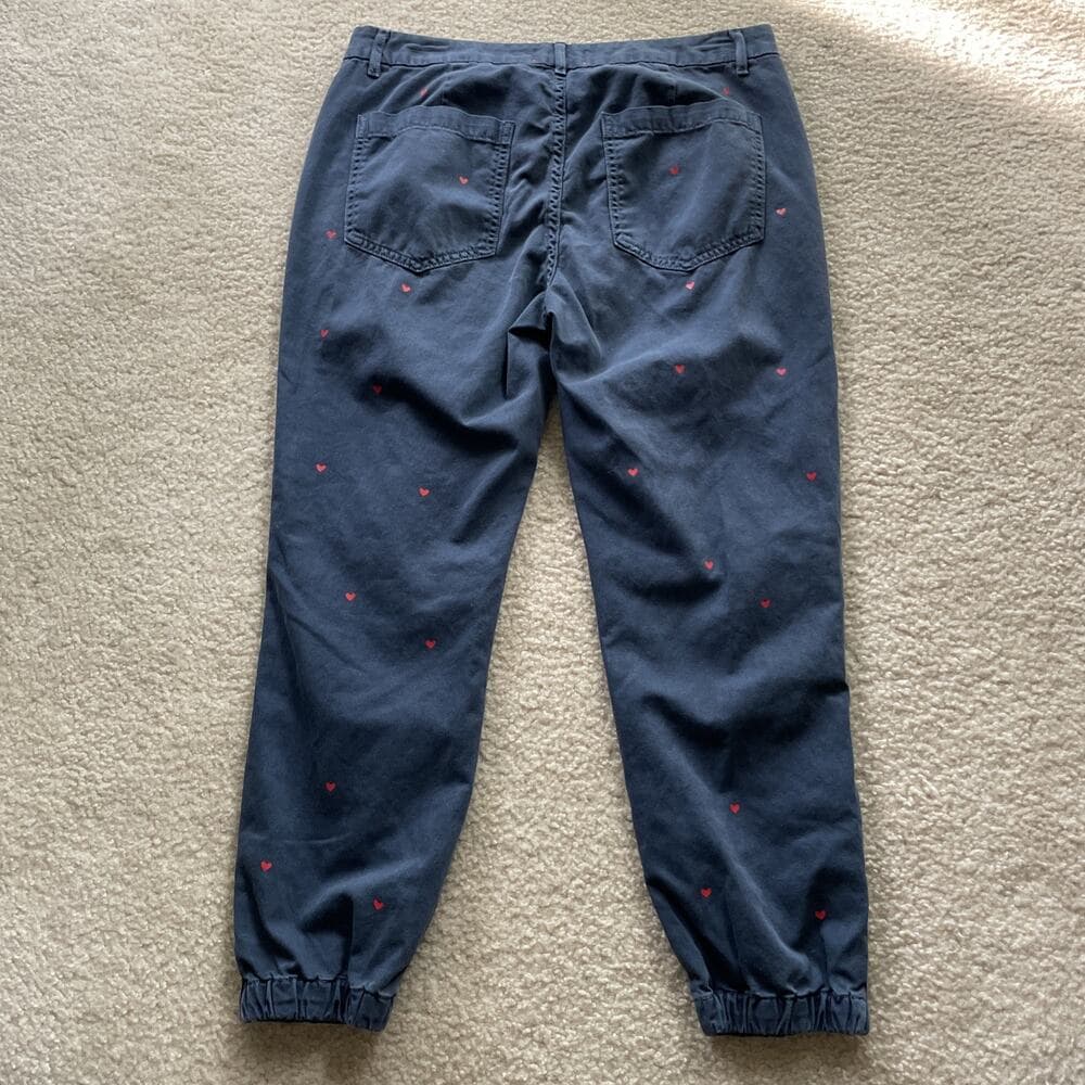 Sundry Cropped Elastic Pants w Heart Details Blue Size 29 Preowned - Thumbnail 7