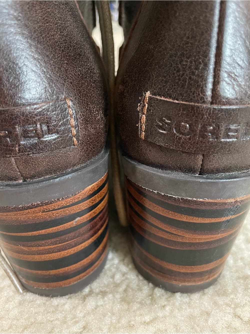 Sorel Women's Brown Leather Combat Boots - Very Good Condition Size 9 - Thumbnail 4