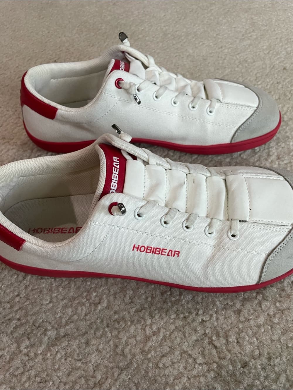HOBIBEAR Women’s White and Red Casual Lace-Up Sneakers Size 42 - Thumbnail 4