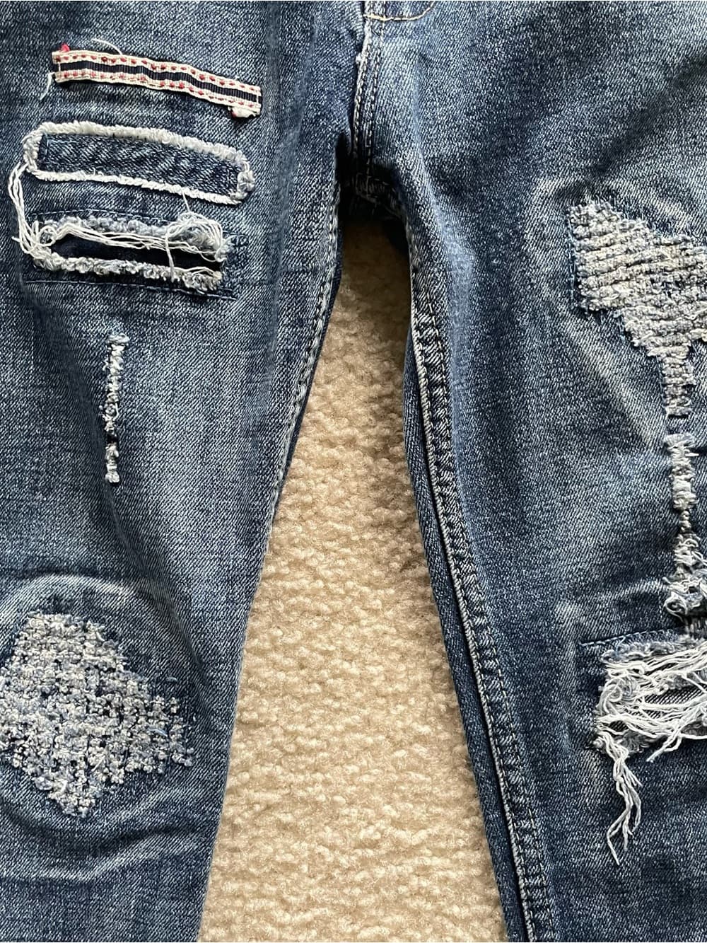 Madewell Fast Fish Distressed Women's Skinny Jeans in Dark Blue Denim Size 28 - Thumbnail 5
