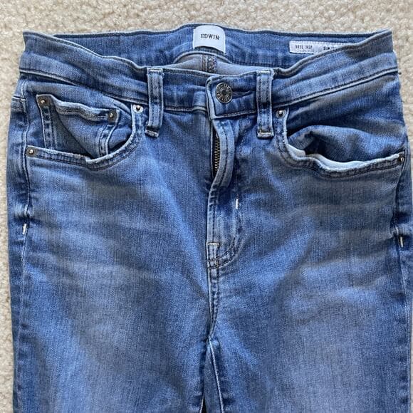 Edwin Bree Crop Slim Straight Womens Blue Jeans Size 25 Preowned - Thumbnail 10