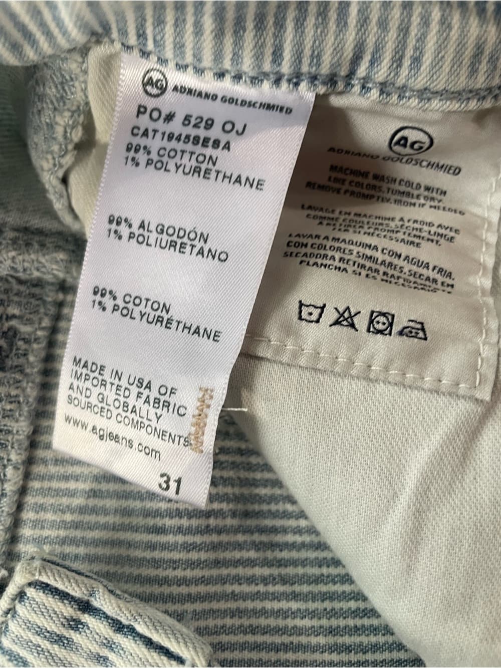 Adriano Goldschmied Isabelle Side Panel High Rise Straight Light Pinstripe Denim - Thumbnail 3