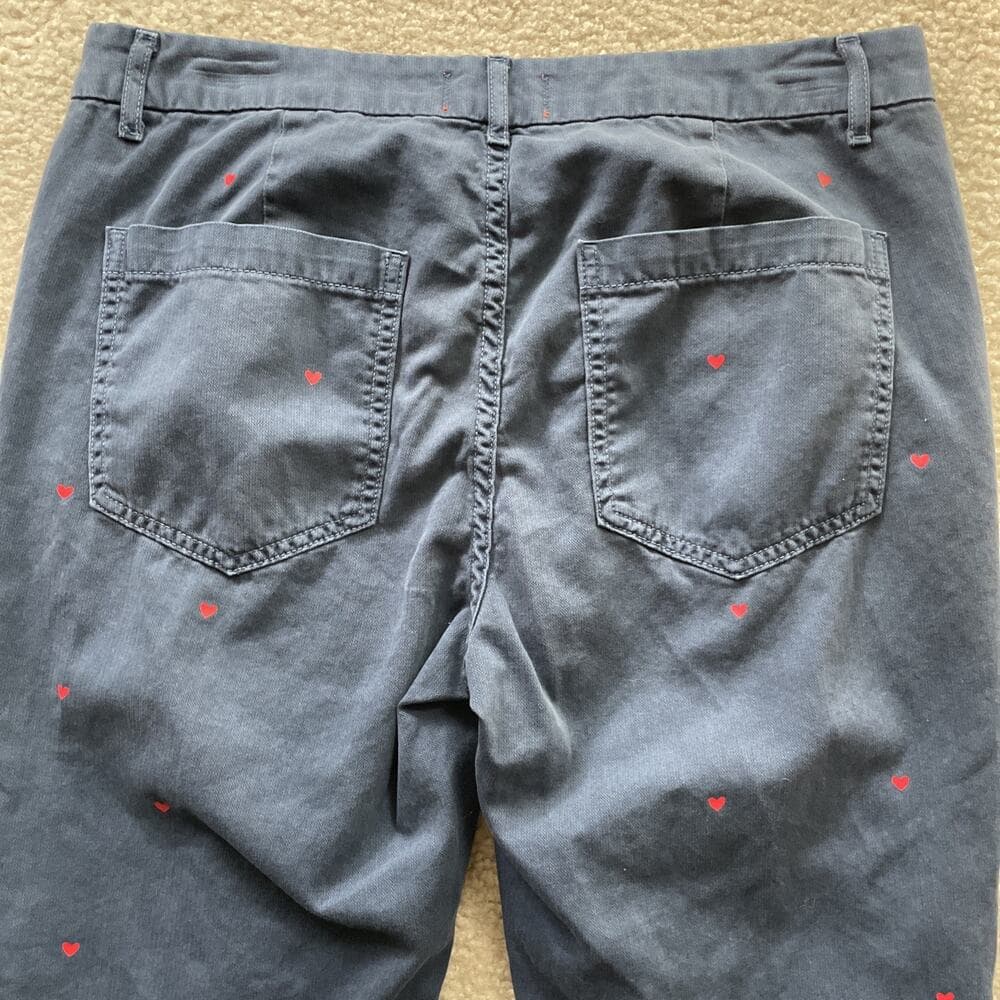 Sundry Cropped Elastic Pants w Heart Details Blue Size 29 Preowned - Thumbnail 8