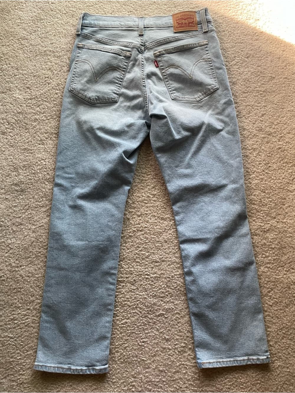 Levi's Wedgie Straight Distressed Pale Blue Women's Jeans Size 30x28 - Thumbnail 11