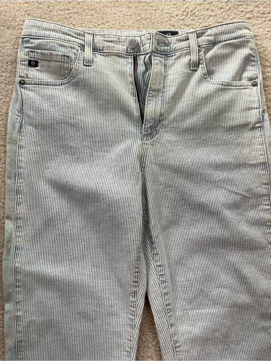 Adriano Goldschmied Isabelle Side Panel High Rise Straight Light Pinstripe Denim - Thumbnail 11