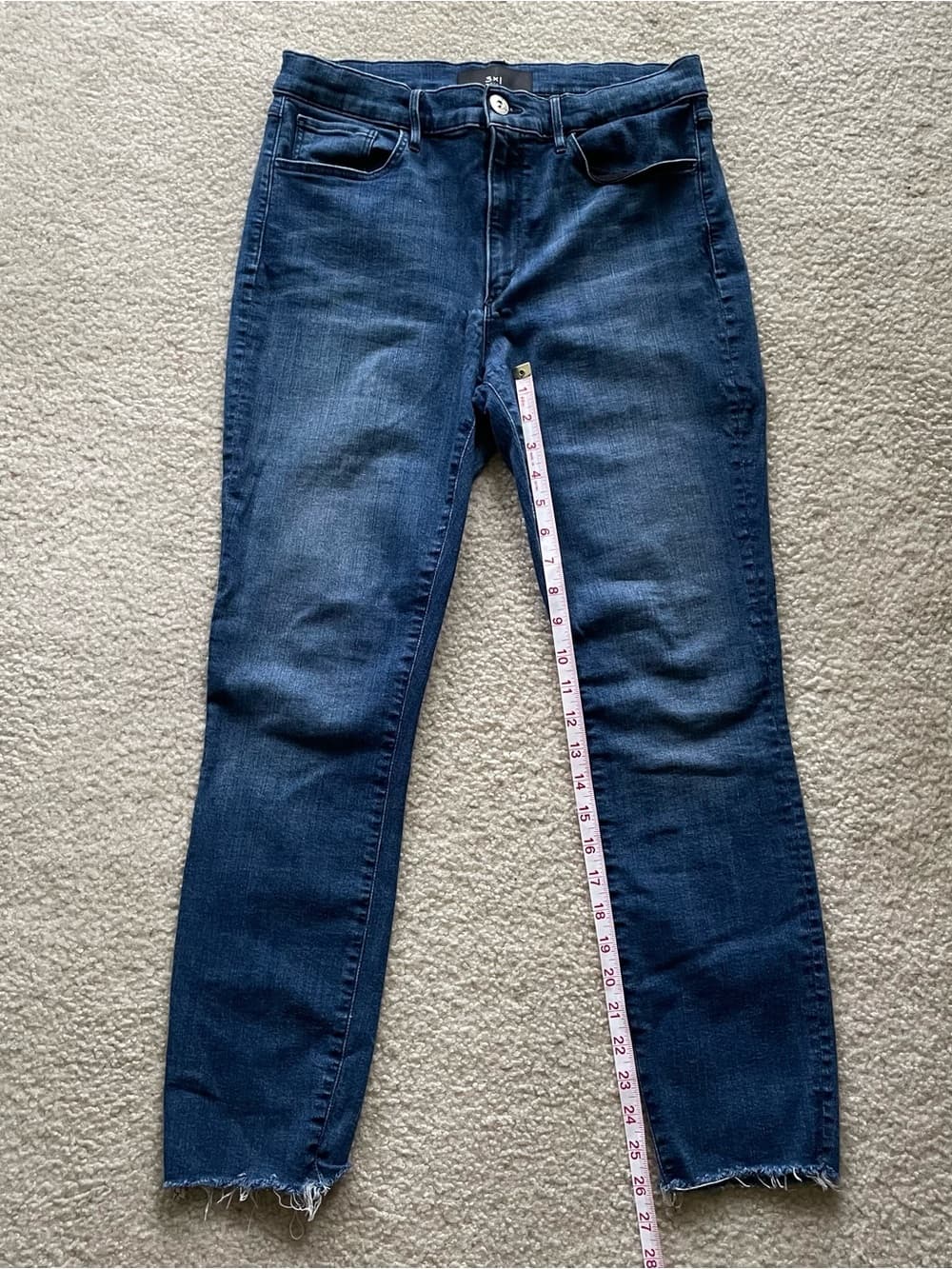 3x1 Women's Raw Hem Blue Slim Straight Jeans Size 30 Preowned - Thumbnail 3