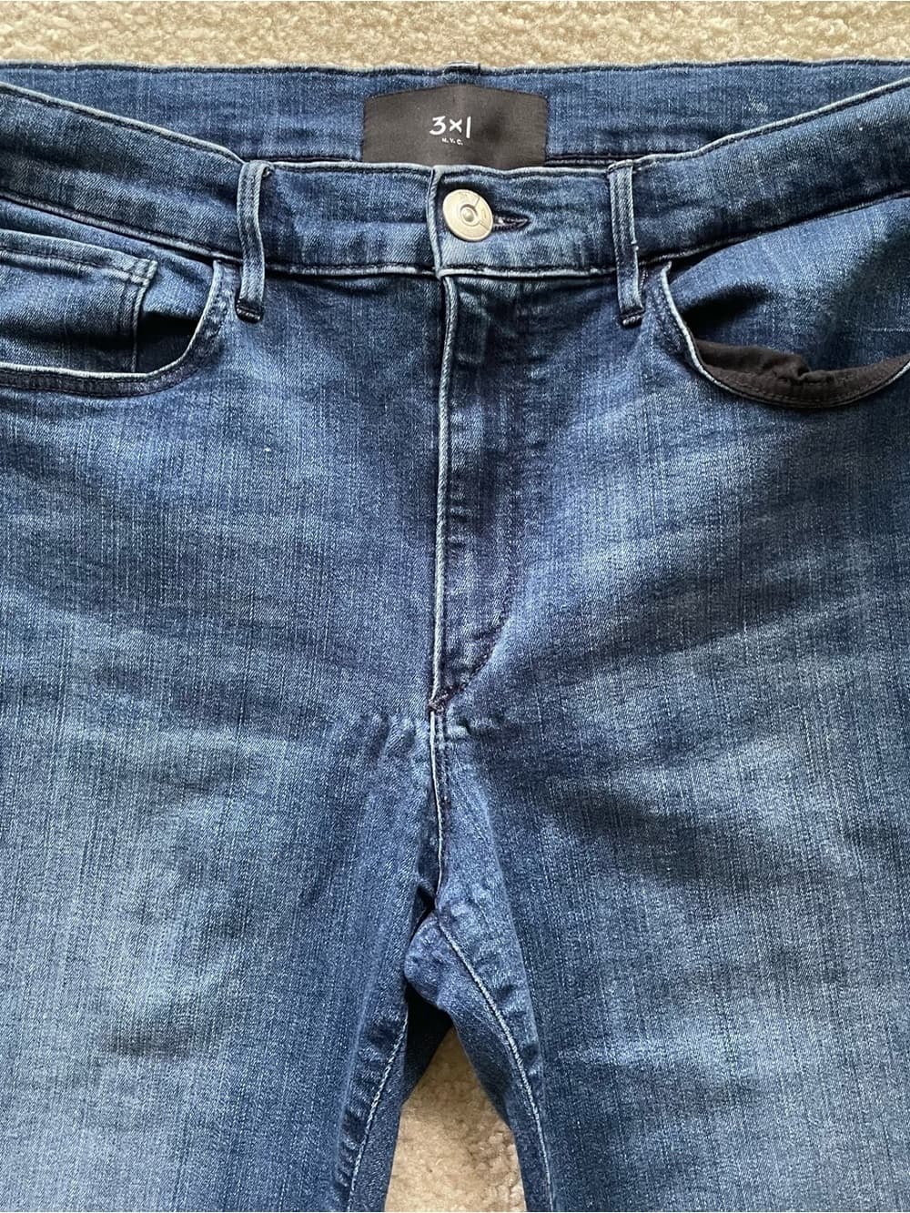 3x1 Women's Raw Hem Blue Slim Straight Jeans Size 30 Preowned - Thumbnail 8