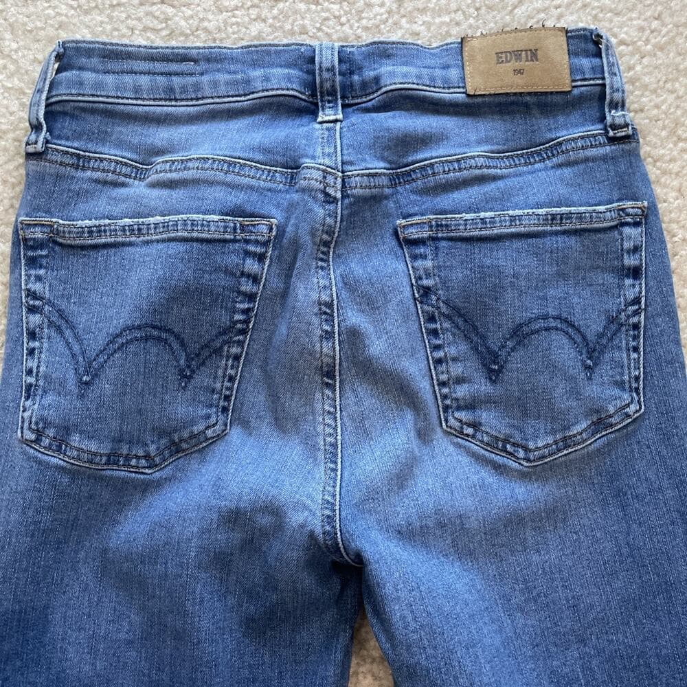 Edwin Bree Crop Slim Straight Womens Blue Jeans Size 25 Preowned - Thumbnail 5