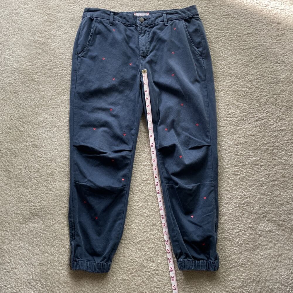 Sundry Cropped Elastic Pants w Heart Details Blue Size 29 Preowned - Thumbnail 2