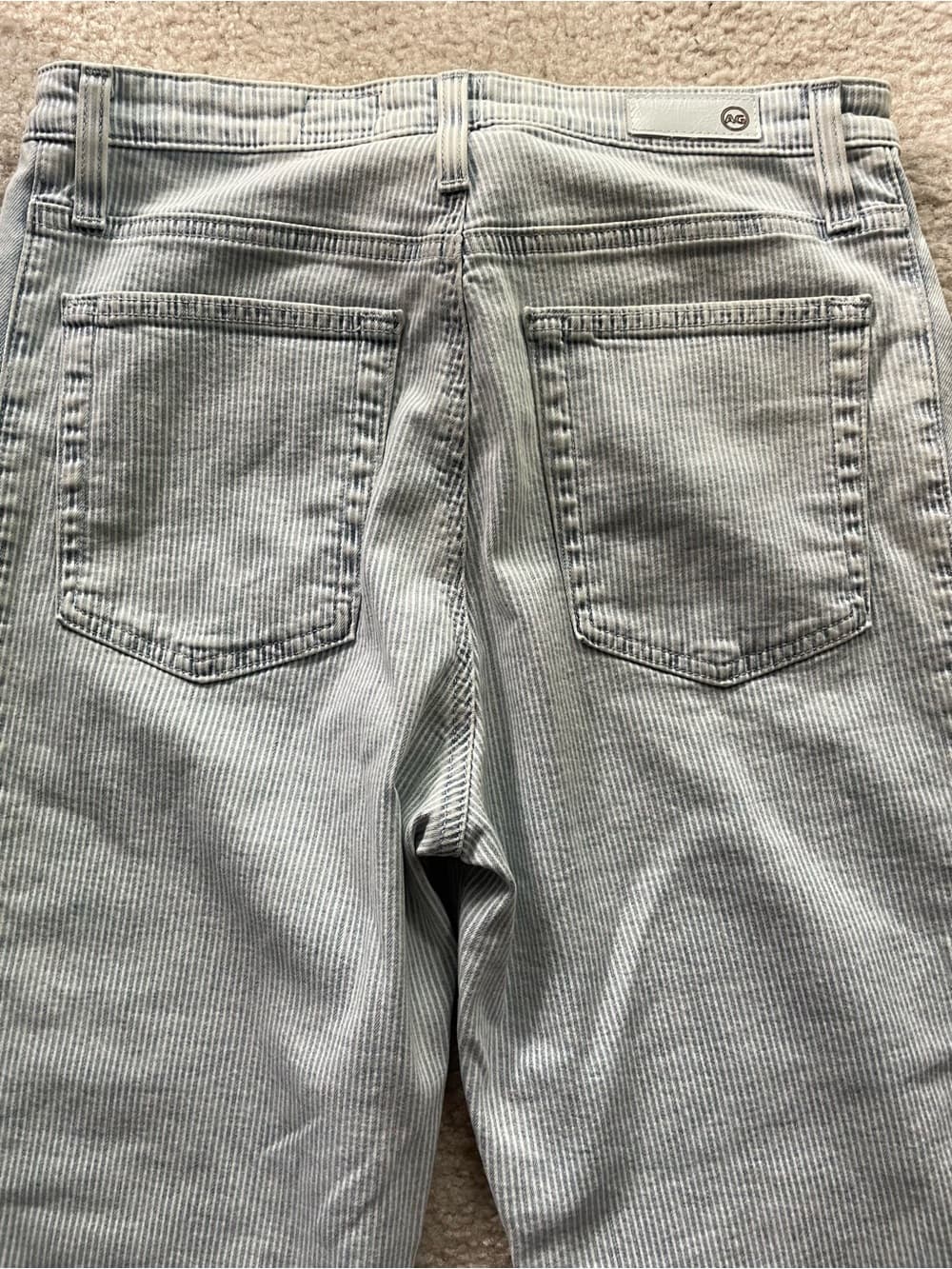 Adriano Goldschmied Isabelle Side Panel High Rise Straight Light Pinstripe Denim - Thumbnail 8