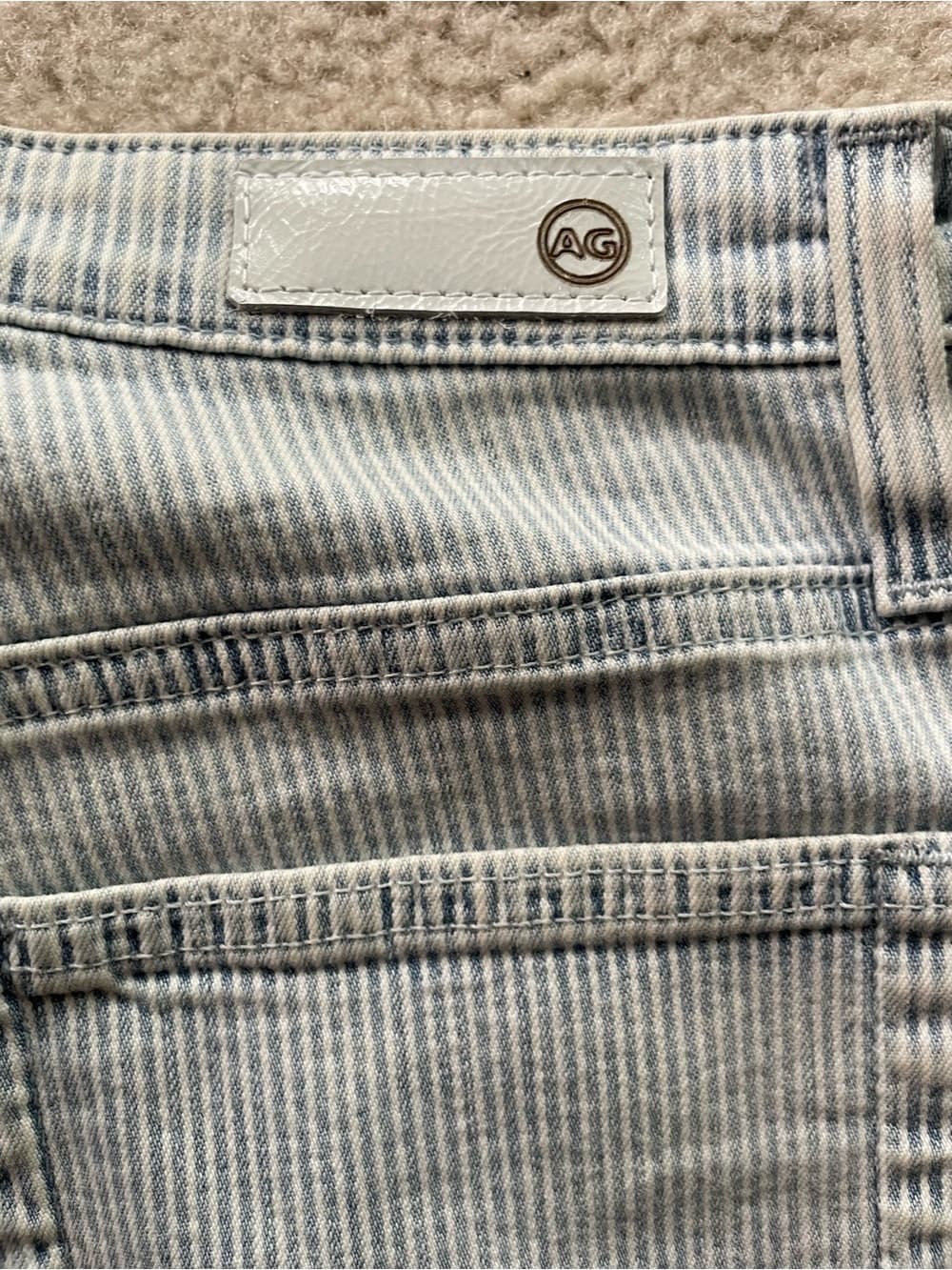 Adriano Goldschmied Isabelle Side Panel High Rise Straight Light Pinstripe Denim - Thumbnail 7